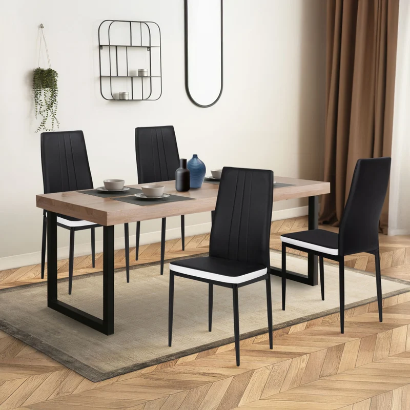 Lot de 6 chaises Jodie Noir/Blanc