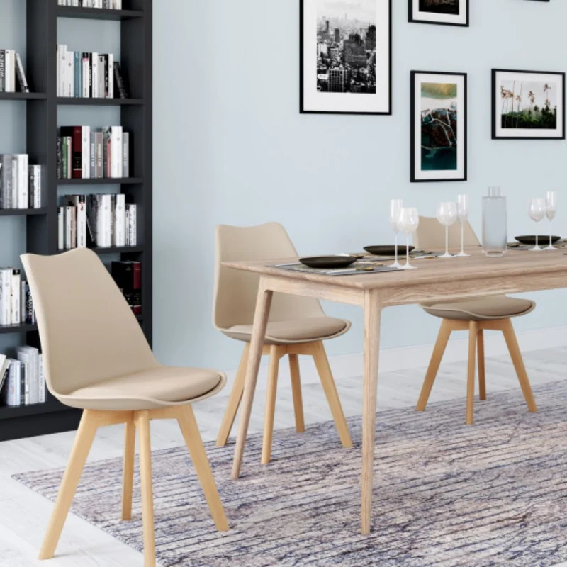 Lot de 6 chaises scandinaves Nordia beige