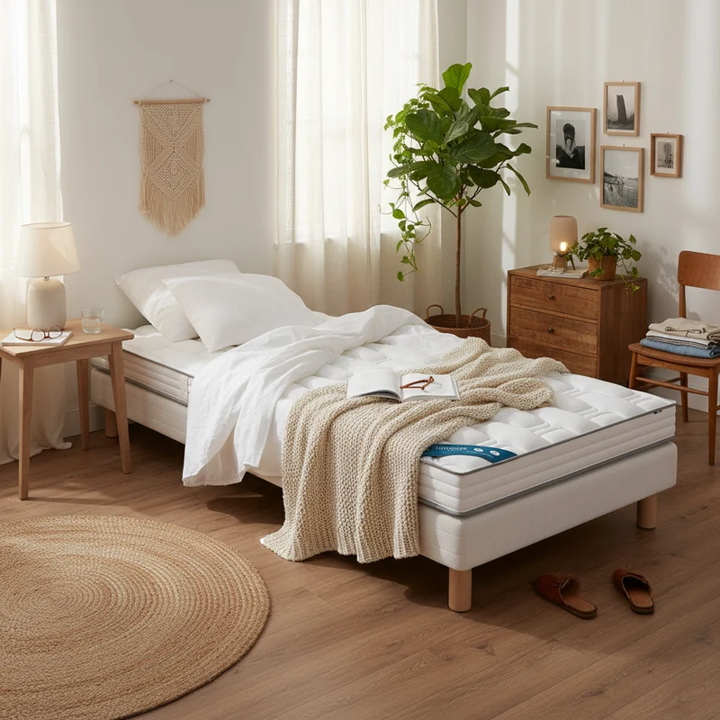 Matelas enfant 80x200cm 580 ressorts 5 zones, soutien ferme, accueil enveloppant