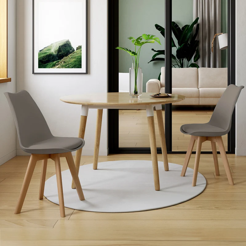 Lot de 2 chaises Nordia Taupe pieds bois de hêtre