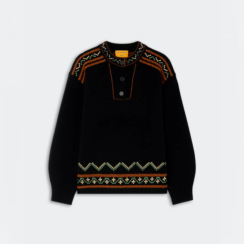 Guest In Residence - Pull Henley Fisherman - Noir