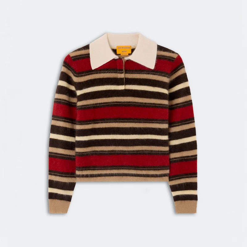 Guest In Residence - Pull Grizzly Cropped Rugby - Carmine Combo