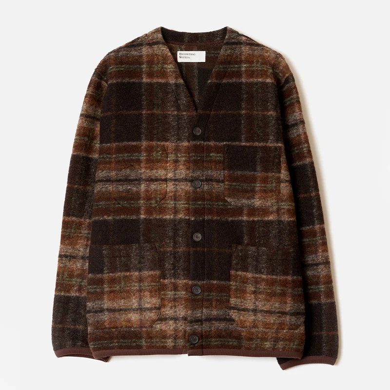 Universal Works - Cardigan Polaire Ombré - Marron