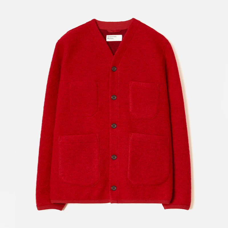 Universal Works - Cardigan Laine - Rouge Scarlet