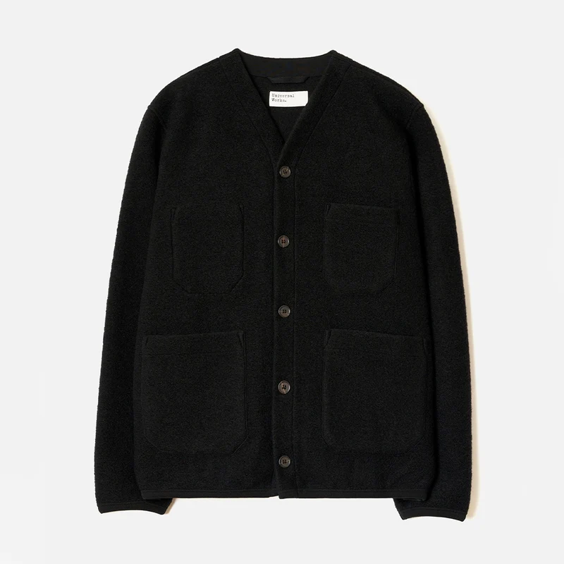 Universal Works - Cardigan Laine - Noir