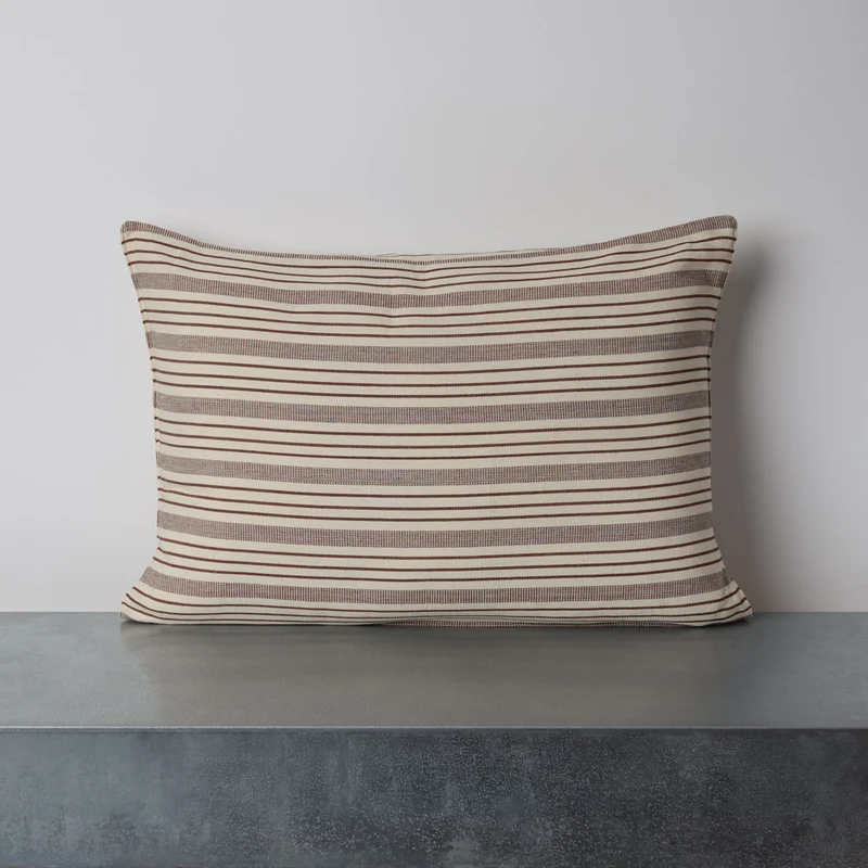 Coussin en coton - Rayures Chocolat