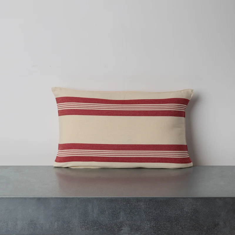 Coussin en coton - Rayures Rouges