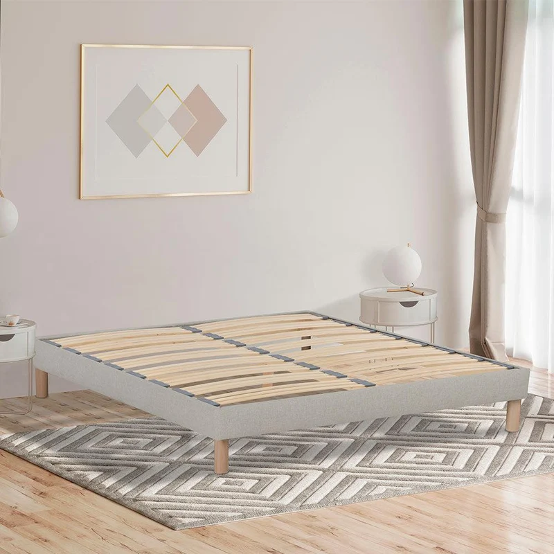 Sommier en bois tapissier gris avec lattes flexibles
