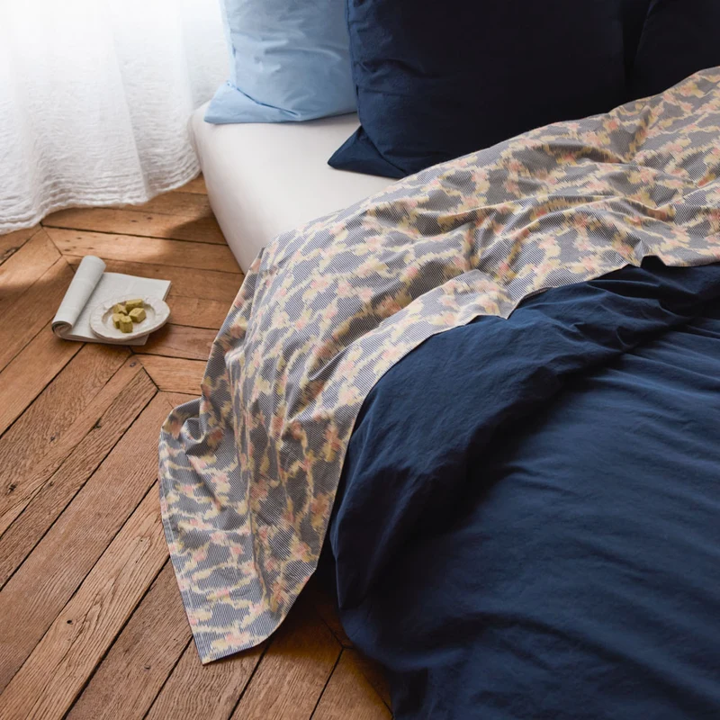 Drap plat en percale de coton - Tataki Cerisier