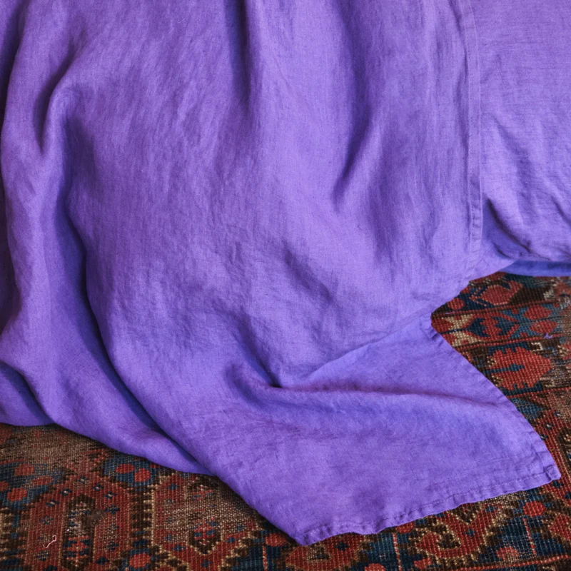 Drap plat en lin lavé - Violet Orage