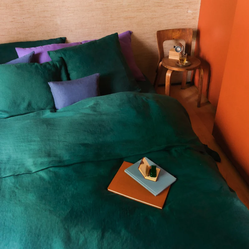 Housse de couette en lin lavé - Vert Séquoia