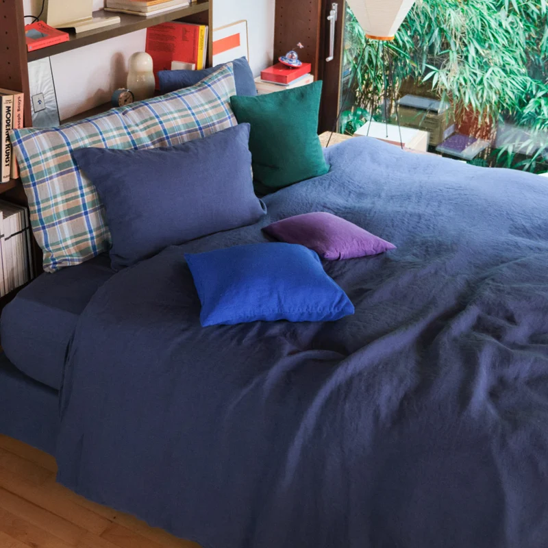 Housse de couette en lin lavé - Bleu Pacifique