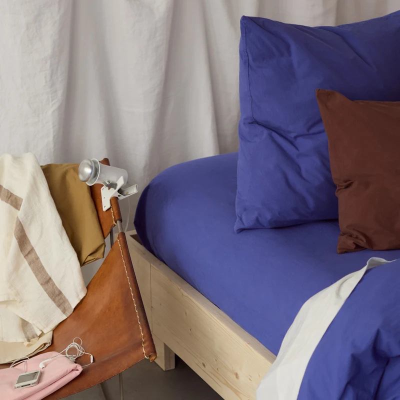 Drap-housse en percale de coton - Bleu Néon