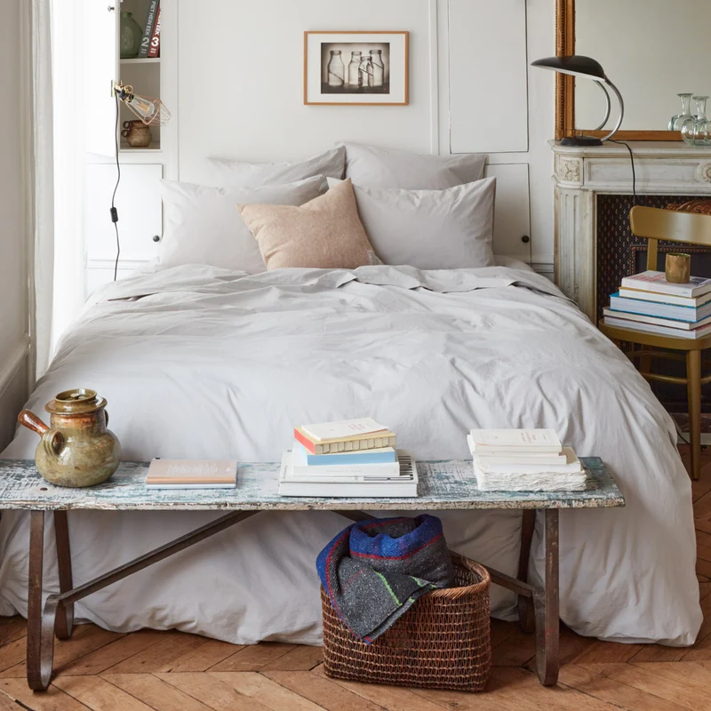 Housse de couette en percale de coton - Gris Pavot