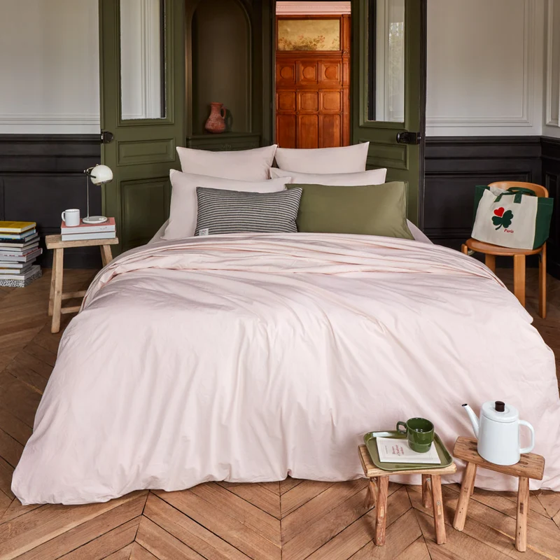 Housse de couette en percale de coton - Rose des Sables
