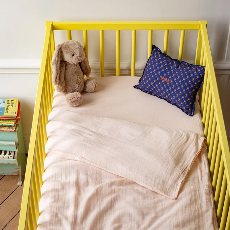 Caramel x Merci - Housse de couette en gaze de coton - Rose de Bagatelle