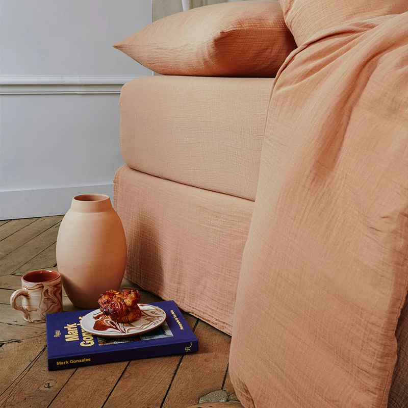 Drap-housse en gaze de coton - Brun Haussmann