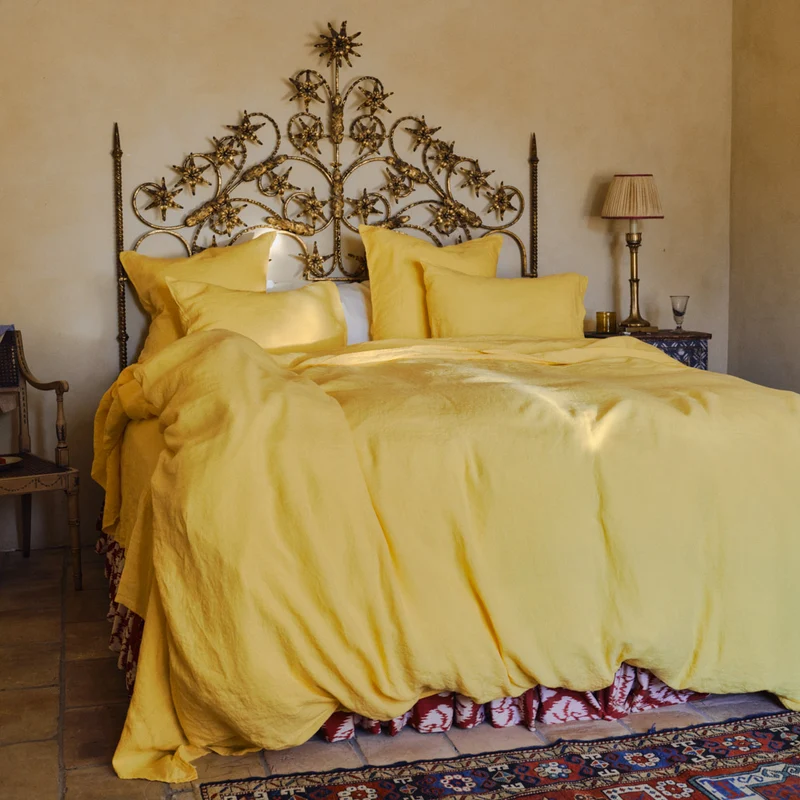 Housse de couette en lin lavé - Jaune Citronnade