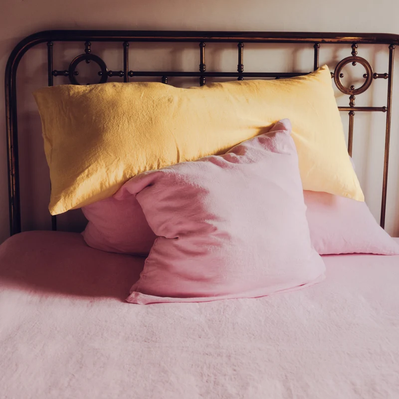 Coussin rectangle en lin lavé - Jaune Citronnade