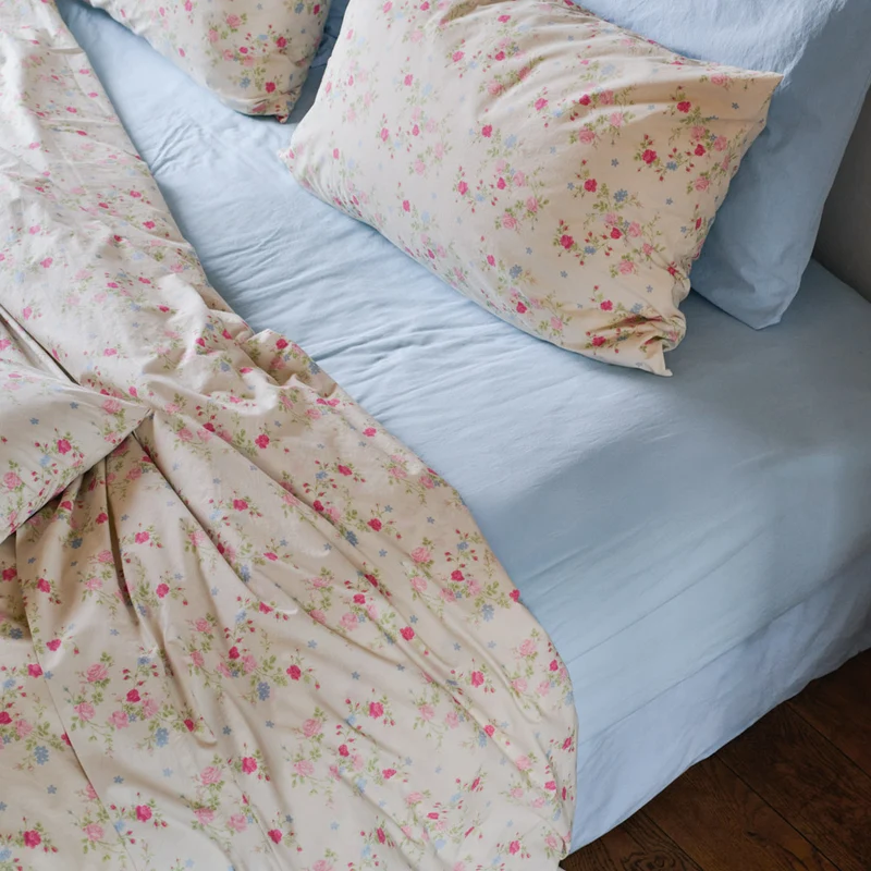 Drap-housse en percale de coton - Bleuet