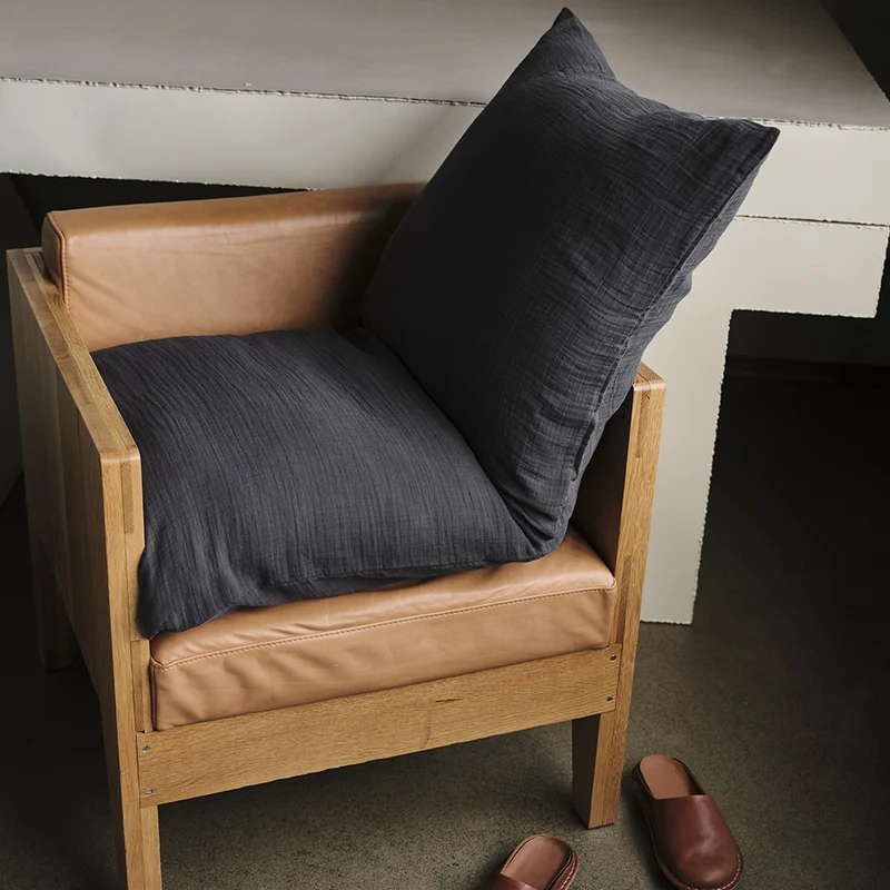 Coussin rectangle en gaze de coton - Gris Fusain