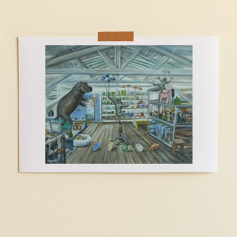 Merci x Travis Chapman - Affiche Shopping for glassware