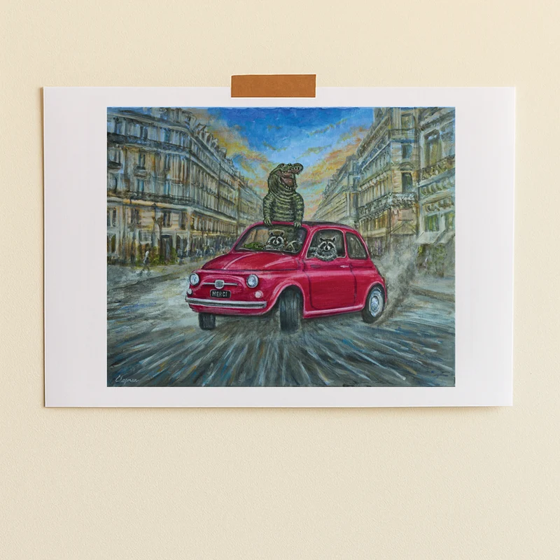 Merci x Travis Chapman - Affiche Drifting on the Champs des Elysees