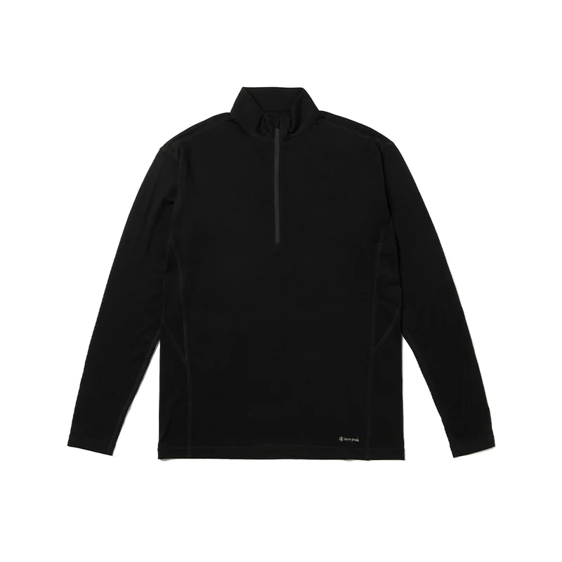 Snow Peak - Pull Demi-zip Laine - Noir
