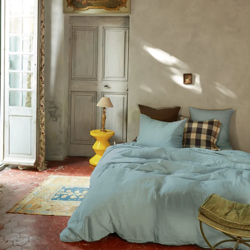 Housse de couette en lin lavé - Gris Vésuve