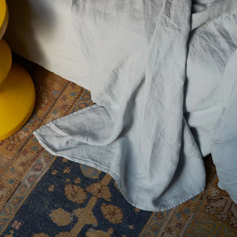 Drap plat en lin lavé - Gris Vésuve
