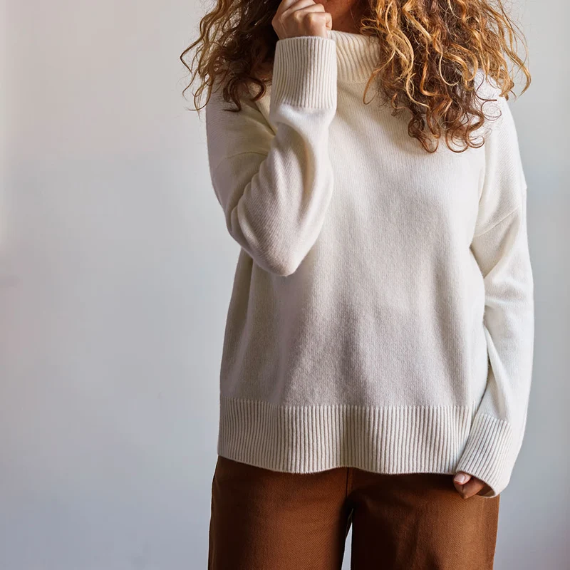 Merci - Pull col cheminée en cachemire - Blanc Cassé