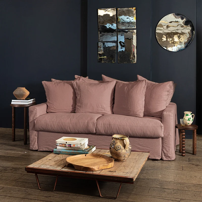 Housse de canapé convertible - Rose Argile