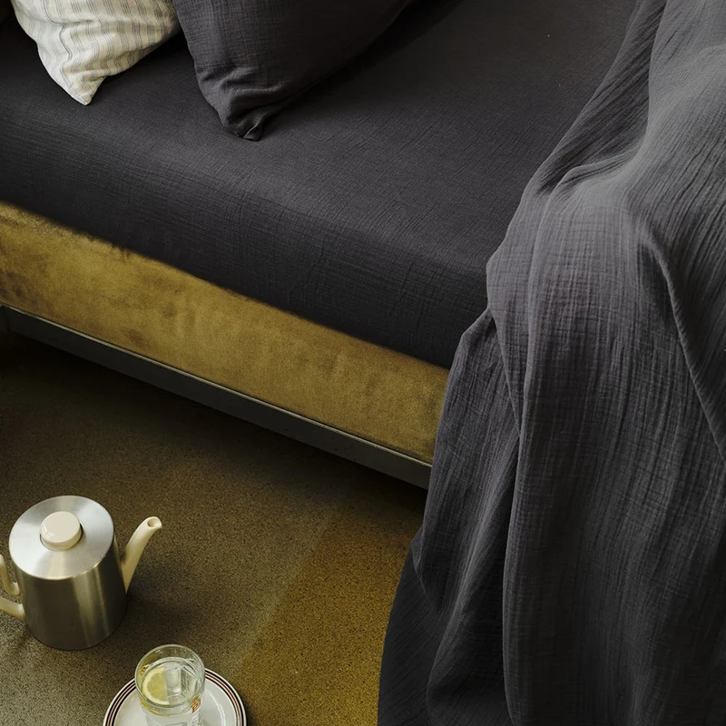 Drap-housse en gaze de coton - Gris Fusain