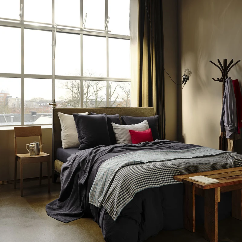 Housse de couette en gaze de coton - Gris Fusain
