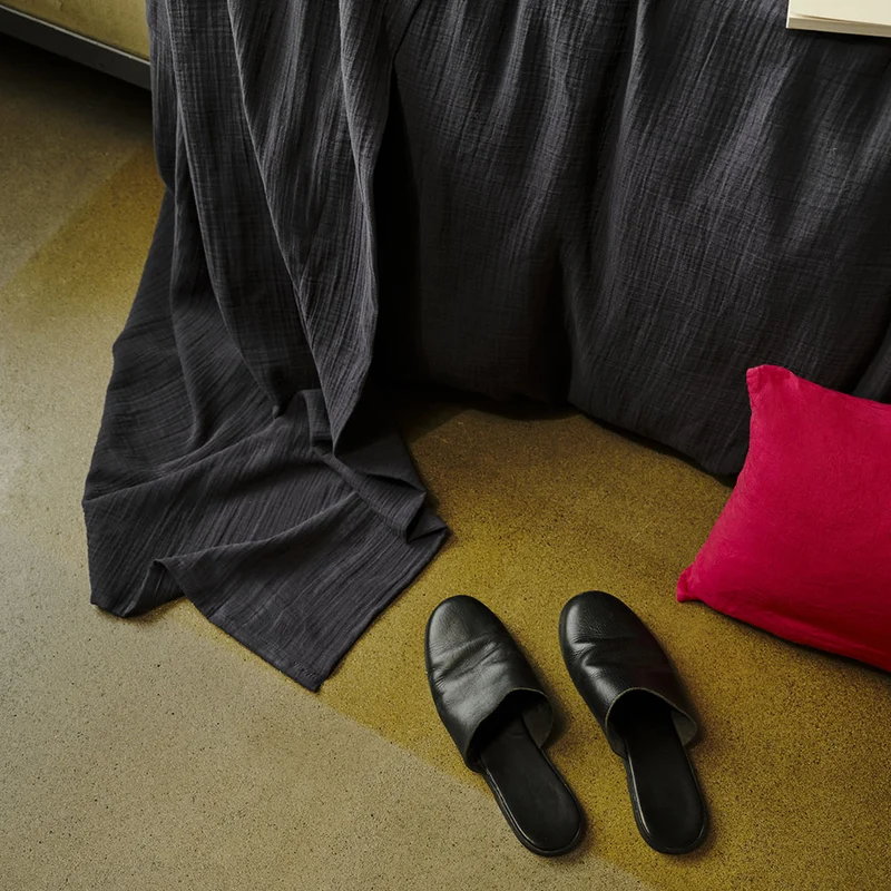 Drap plat en gaze de coton - Gris Fusain