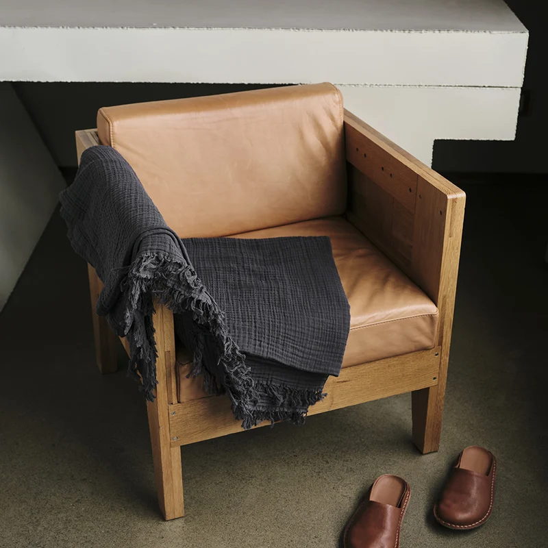 Plaid en gaze de coton - Gris Fusain