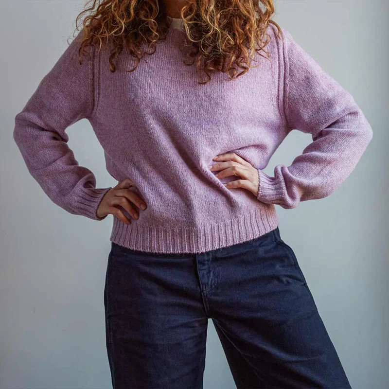 Merci - Pull en laine Shetland Femme - Rose