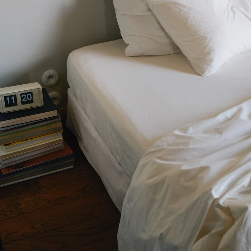 Drap-housse en percale de coton - Blanc Craie