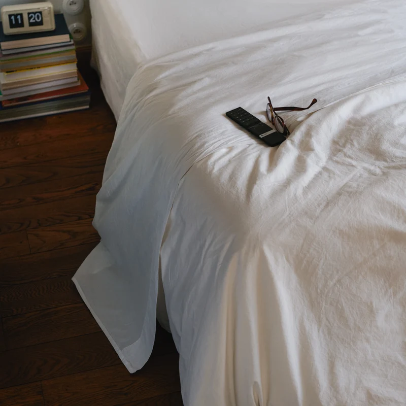 Drap plat en percale de coton - Blanc Craie