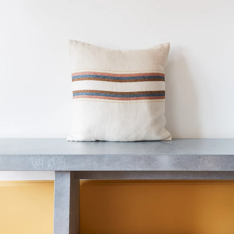 Coussin belge en lin à rayures Harlan