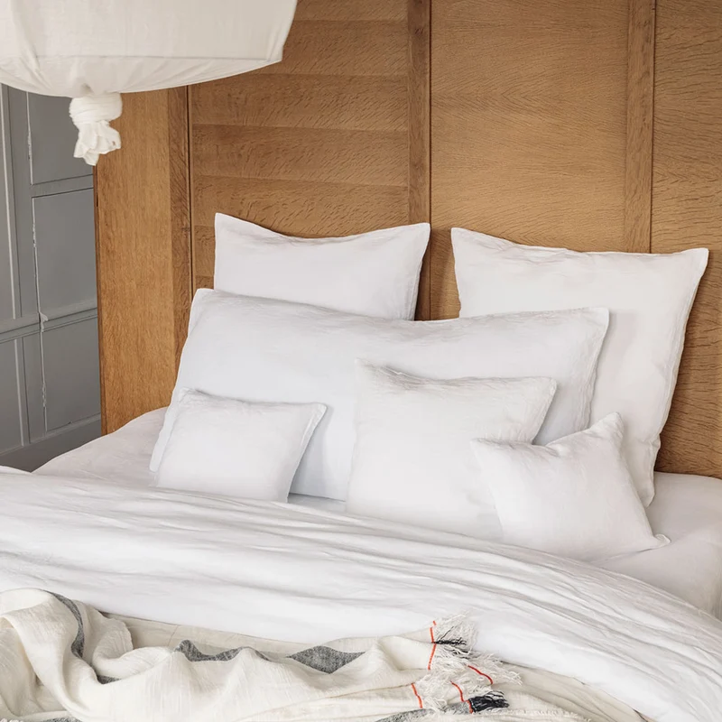 Coussin rectangle en lin lavé - Blanc Optique