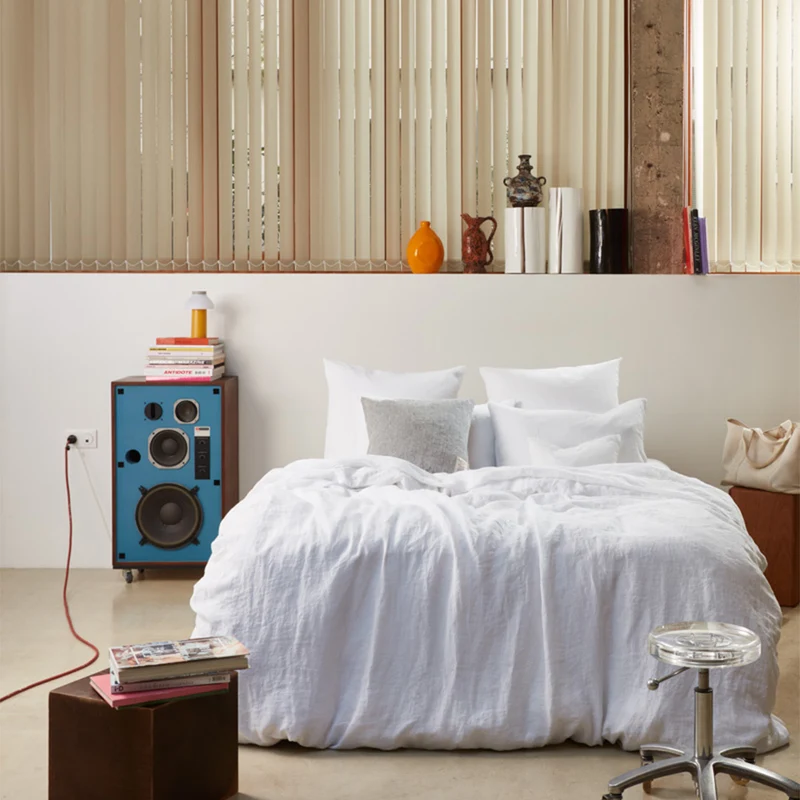 Housse de couette en lin lavé - Blanc Optique